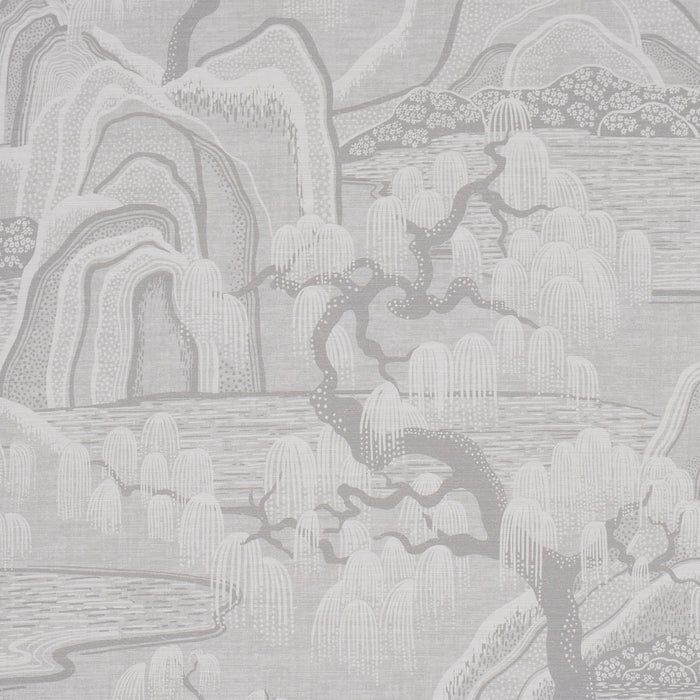 Schumacher Indigo Garden Grey Fabric 183011