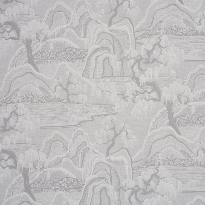 Schumacher Indigo Garden Grey Fabric 183011