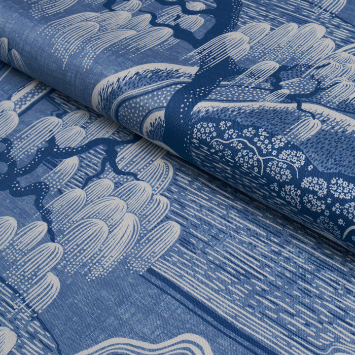Schumacher Indigo Garden Blue And White Fabric 183012