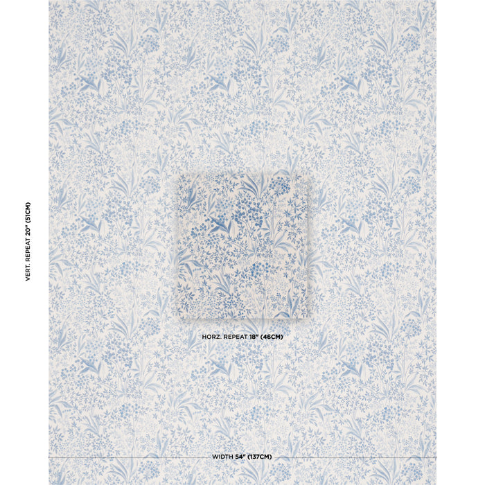 Schumacher Nocturne Blue And White Fabric 183022