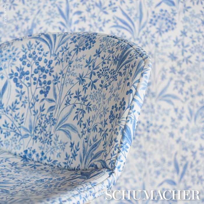 Schumacher Nocturne Blue And White Fabric Sample 183022
