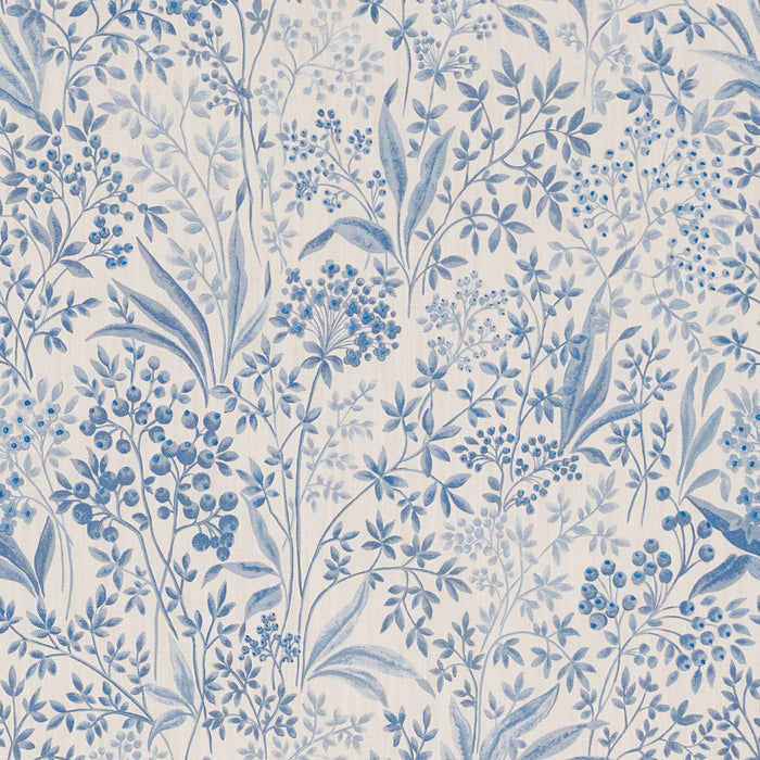Schumacher Nocturne Blue And White Fabric 183022