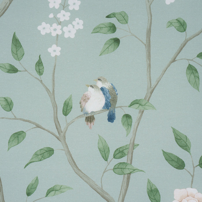 Schumacher Paradise Birds Mineral Fabric Sample 183030