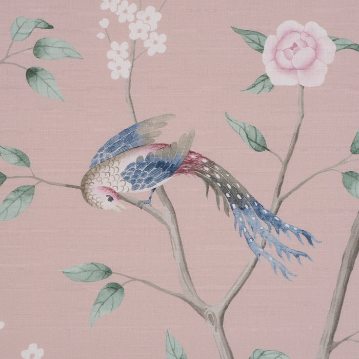 Schumacher Paradise Birds Blush Fabric Sample 183031