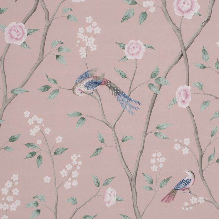Schumacher Paradise Birds Blush Fabric 183031