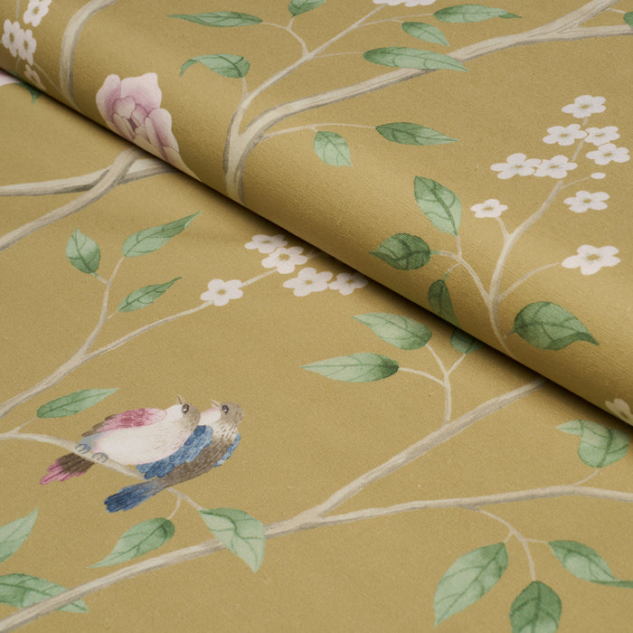 Schumacher Paradise Birds Gold Fabric 183032
