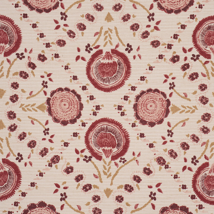 Schumacher Athena Hand-Screen Print Ruby Fabric 183051