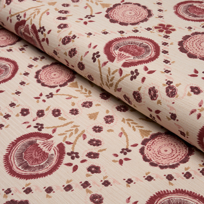 Schumacher Athena Hand-Screen Print Ruby Fabric 183051