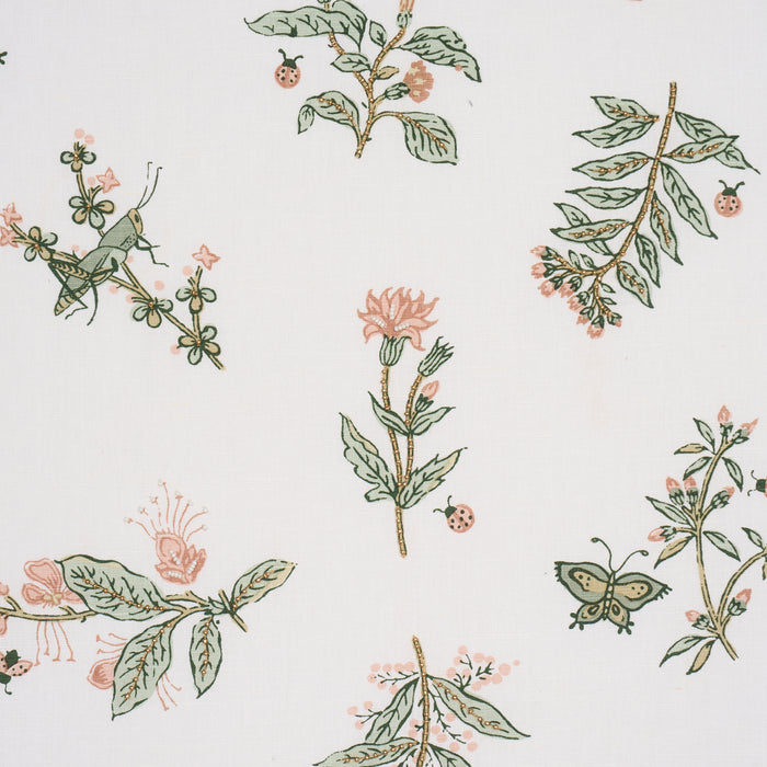 Schumacher Jeter Des Fleurs Beaded Print Moss Phlox Fabric Sample 183110