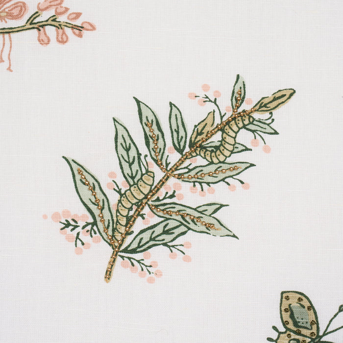 Schumacher Jeter Des Fleurs Beaded Print Moss Phlox Fabric 183110