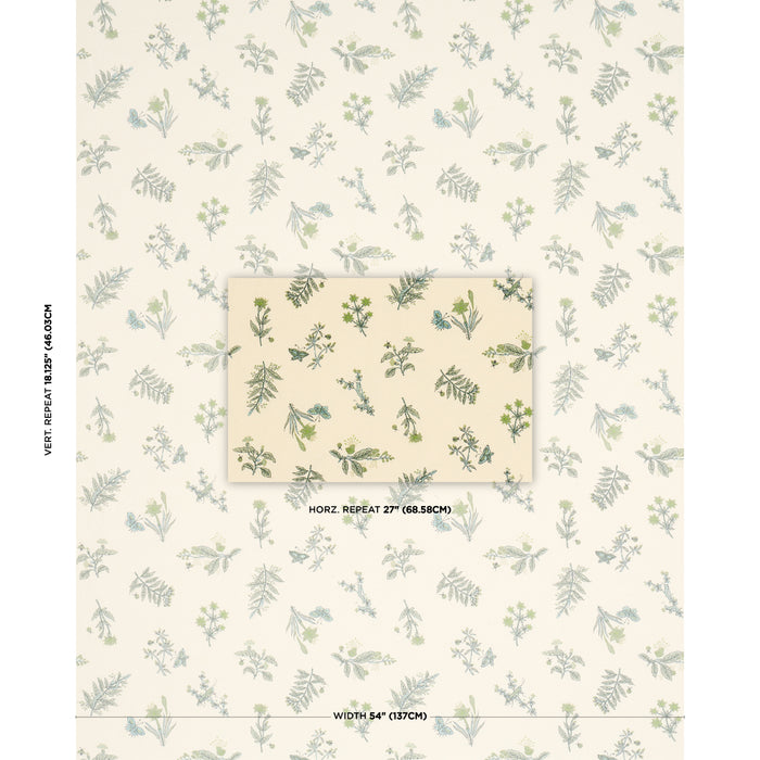 Schumacher Jeter Des Fleurs Beaded Print Artichoke Fabric Sample 183111