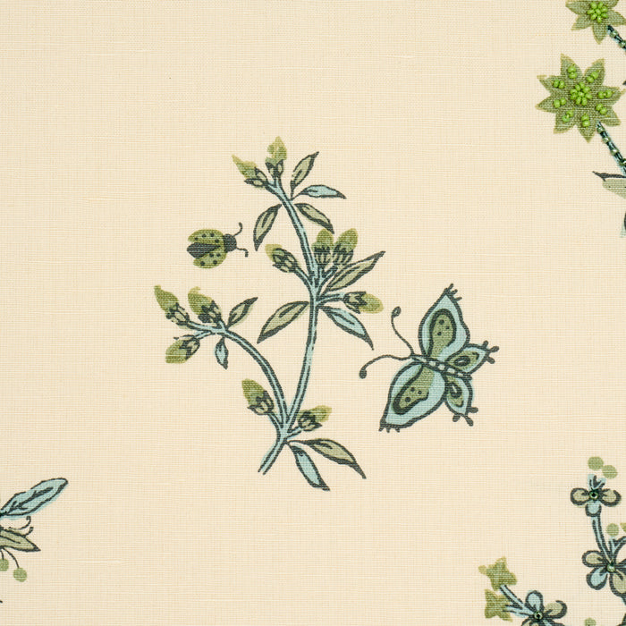 Schumacher Jeter Des Fleurs Beaded Print Artichoke Fabric 183111