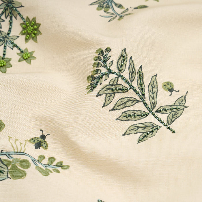 Schumacher Jeter Des Fleurs Beaded Print Artichoke Fabric 183111