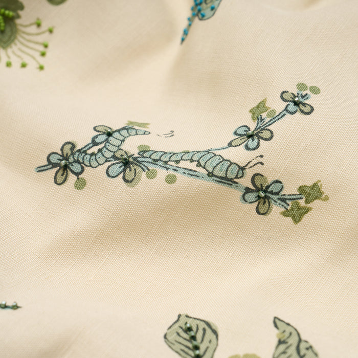 Schumacher Jeter Des Fleurs Beaded Print Artichoke Fabric Sample 183111