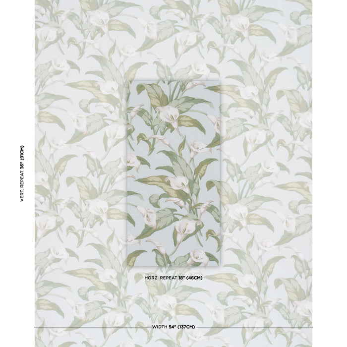Schumacher Arum Lilies Aqua Fabric 183121
