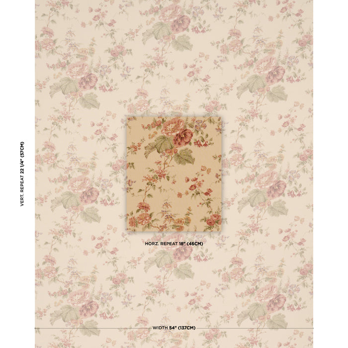 Schumacher Midsummer Hollyhock Beige Fabric Sample 183132
