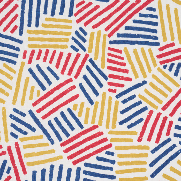 Schumacher Hatchmark Hand-Print Primary Fabric Sample 183160