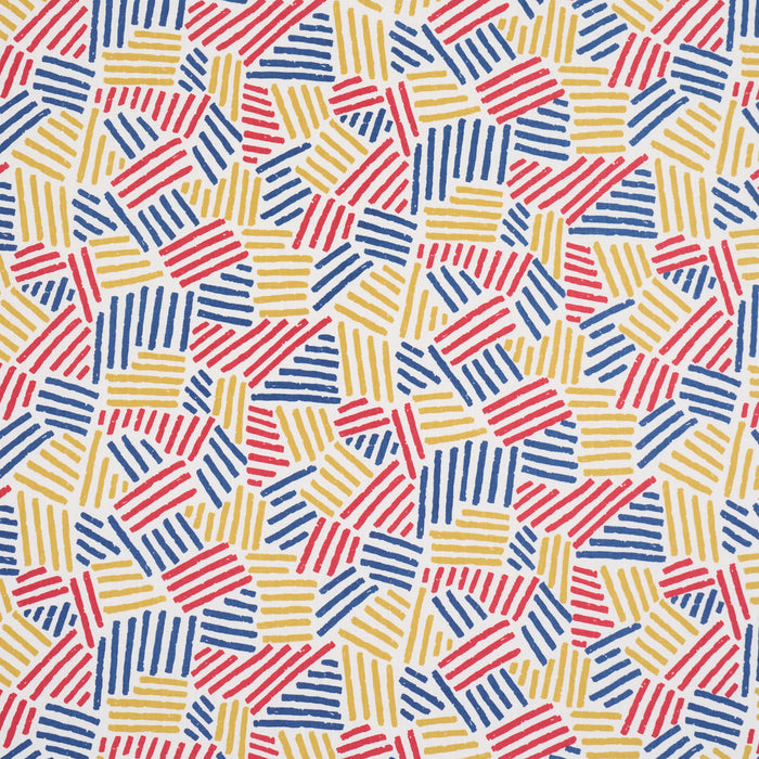 Schumacher Hatchmark Hand-Print Primary Fabric 183160