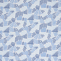 Schumacher Hatchmark Hand-Print Blues Fabric 183161