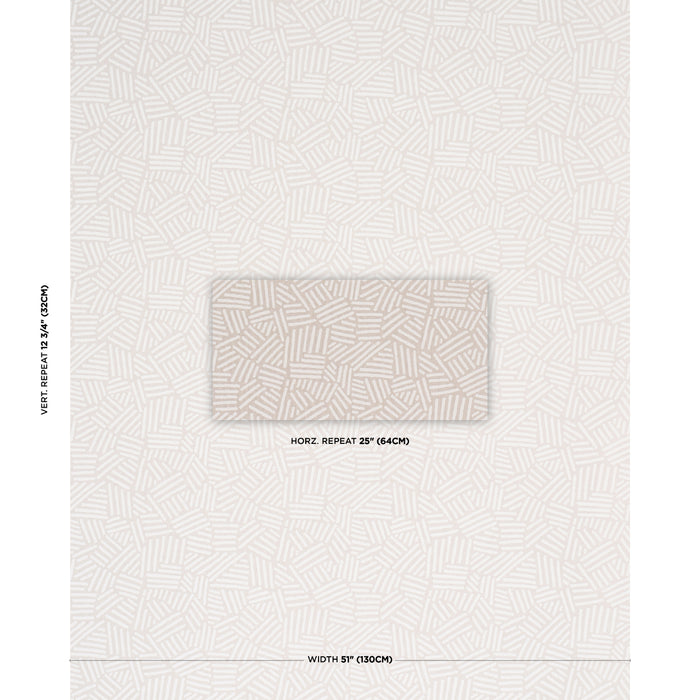 Schumacher Hatchmark Hand-Print Natural Fabric Sample 183162