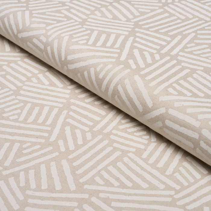 Schumacher Hatchmark Hand-Print Natural Fabric 183162