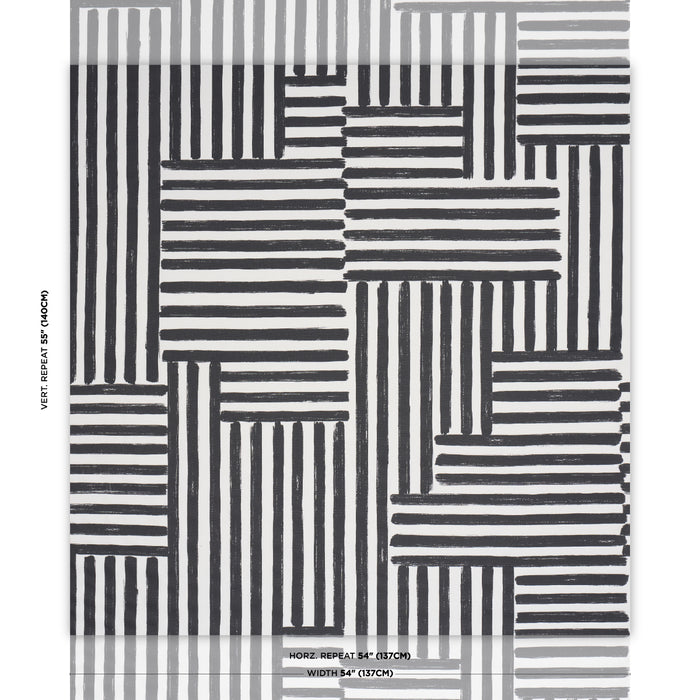 Schumacher Parson'S Stripe Hand-Print Carbon Fabric 183170