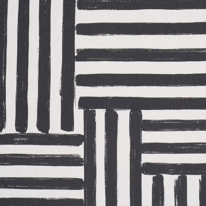 Schumacher Parson'S Stripe Hand-Print Carbon Fabric 183170