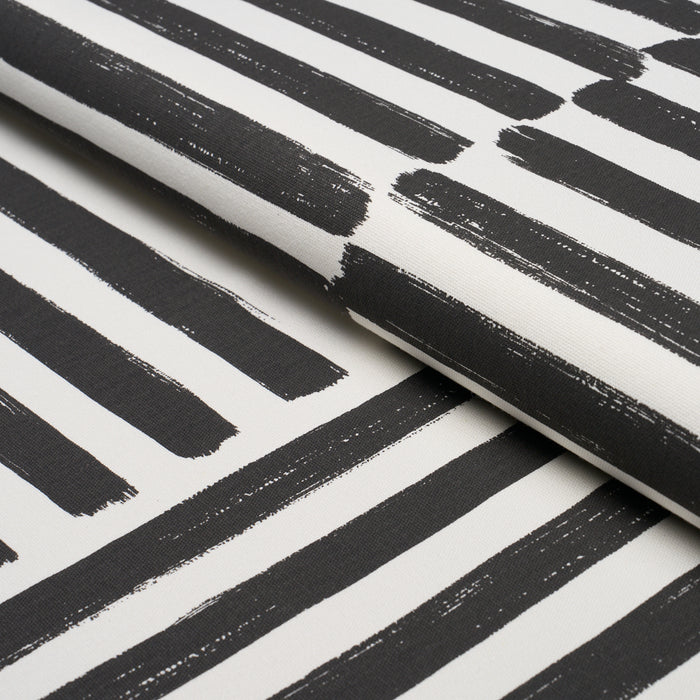 Schumacher Parson'S Stripe Hand-Print Carbon Fabric 183170