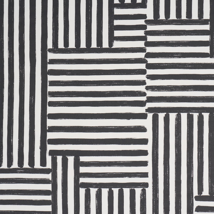 Schumacher Parson'S Stripe Hand-Print Carbon Fabric 183170