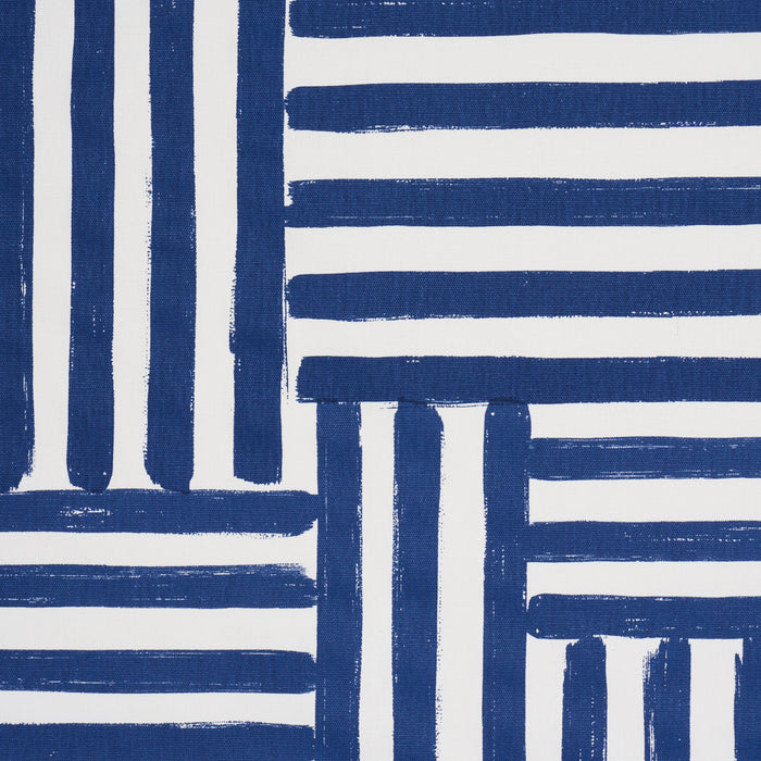 Schumacher Parson'S Stripe Hand-Print Navy Fabric Sample 183171