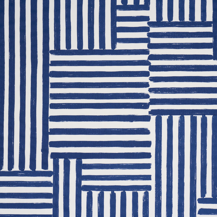 Schumacher Parson'S Stripe Hand-Print Navy Fabric Sample 183171