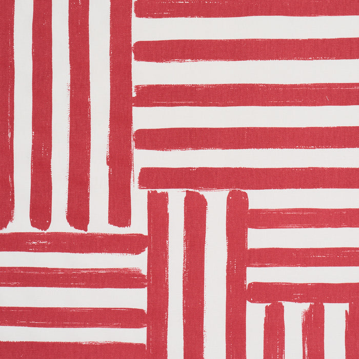 Schumacher Parson'S Stripe Hand Print Red Fabric Sample 183172