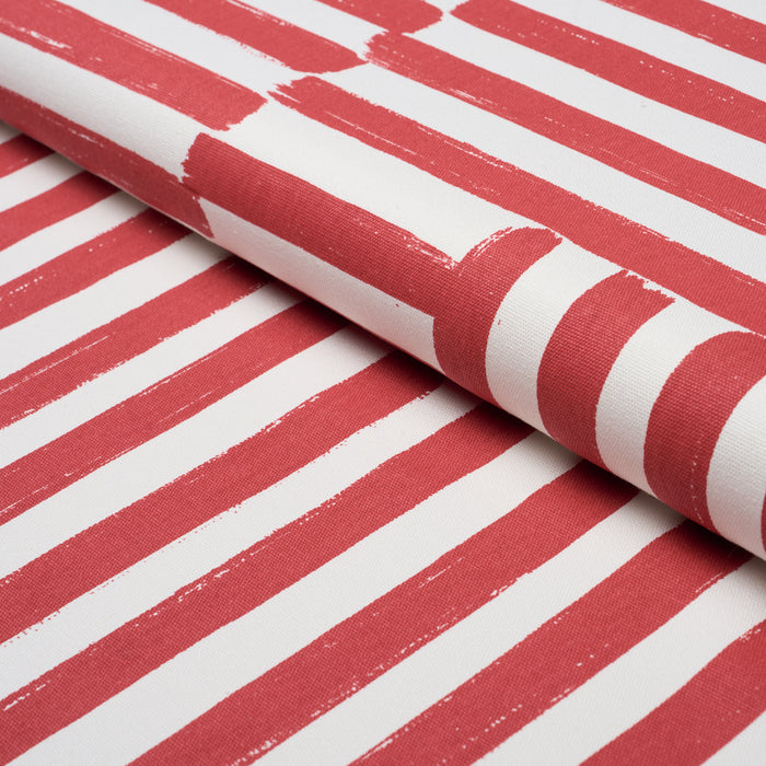 Schumacher Parson'S Stripe Hand Print Red Fabric Sample 183172