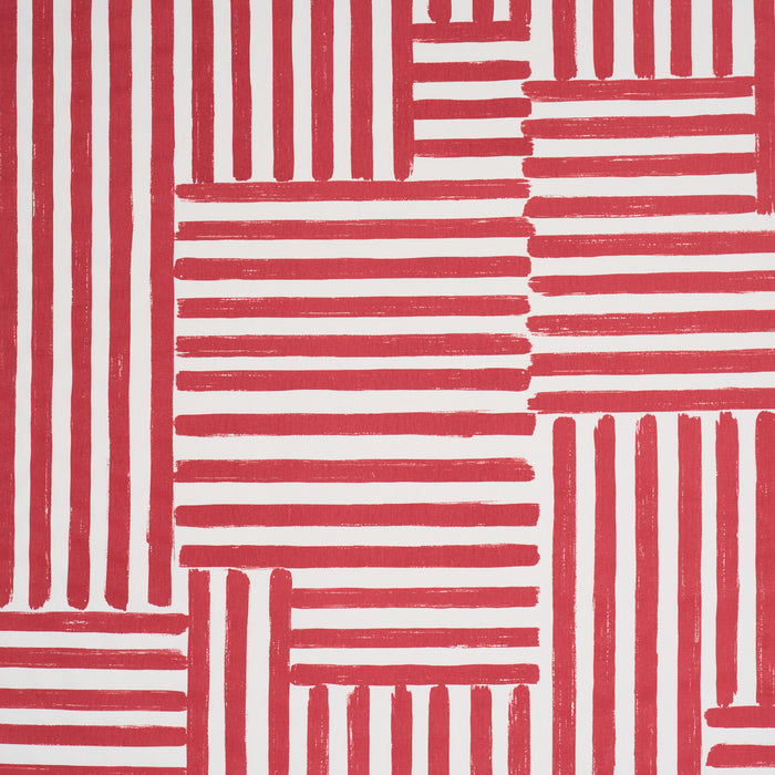 Schumacher Parson'S Stripe Hand Print Red Fabric Sample 183172