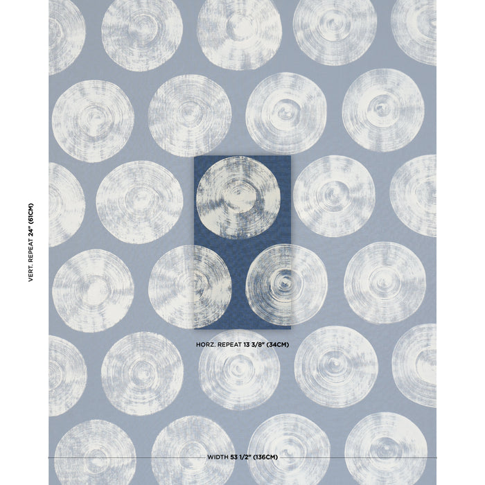 Schumacher Painted Circles Indigo Fabric 183181