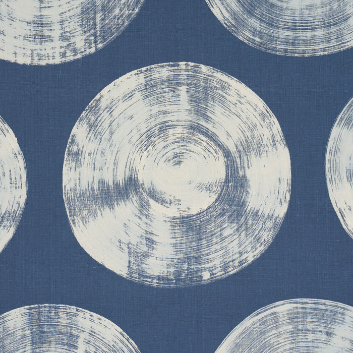 Schumacher Painted Circles Indigo Fabric 183181