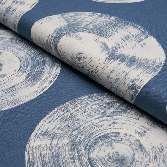 Schumacher Painted Circles Indigo Fabric 183181