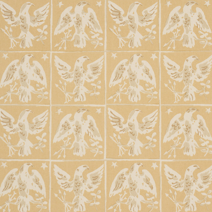 Schumacher Barton'S Eagle Hand Print Yellow Fabric Sample 183190