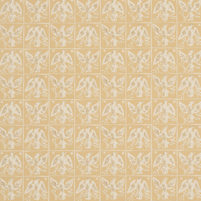 Schumacher Barton'S Eagle Hand Print Yellow Fabric Sample 183190