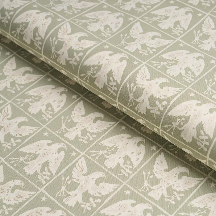 Schumacher Barton'S Eagle Hand Print Green Fabric Sample 183191