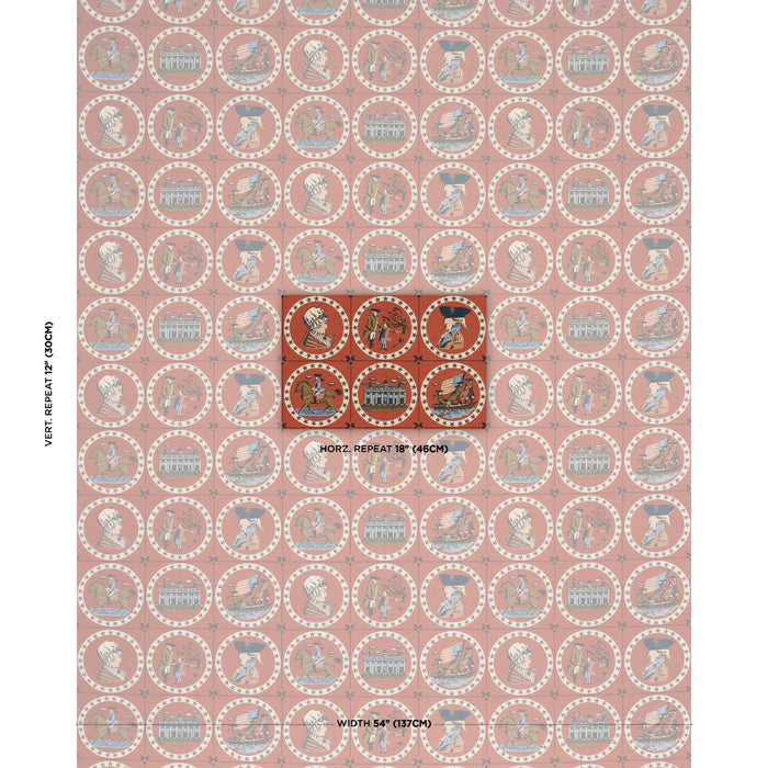 Schumacher George Washington Red Fabric Sample 183221