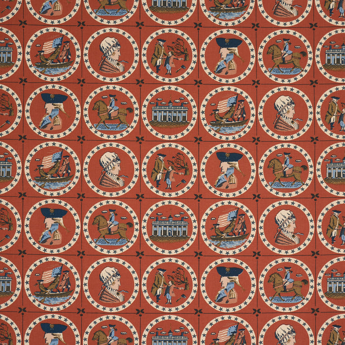 Schumacher George Washington Red Fabric Sample 183221
