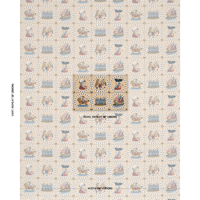 Schumacher George Washington Neutral Fabric Sample 183222