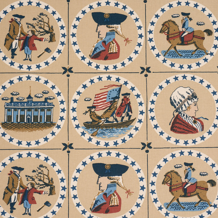 Schumacher George Washington Neutral Fabric Sample 183222