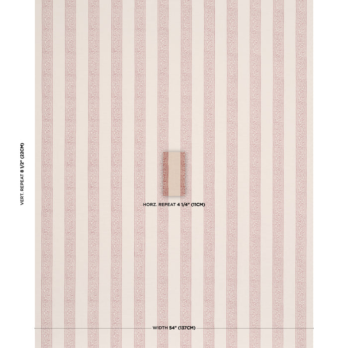 Schumacher Mahdavi Stripe Hand-Block Print Red Fabric Sample 183240