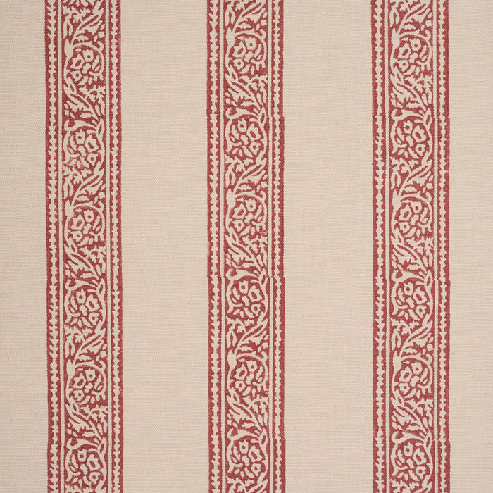 Schumacher Mahdavi Stripe Hand-Block Print Red Fabric Sample 183240