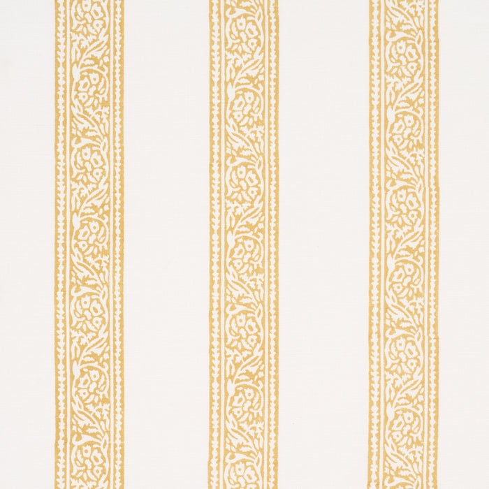 Schumacher Mahdavi Stripe Hand-Block Print Yellow Fabric 183241