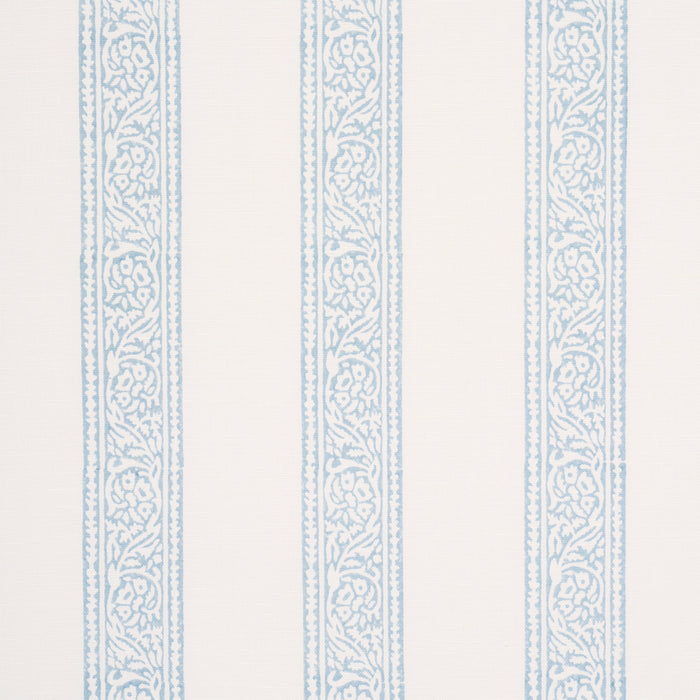 Schumacher Mahdavi Stripe Hand-Block Print Sky Fabric 183242