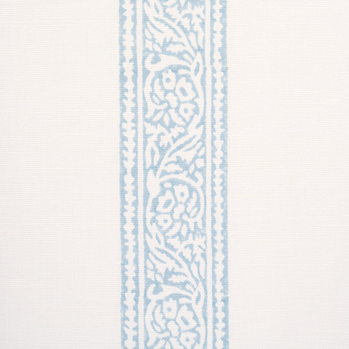 Schumacher Mahdavi Stripe Hand-Block Print Sky Fabric 183242