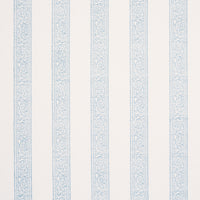 Schumacher Mahdavi Stripe Hand-Block Print Sky Fabric 183242